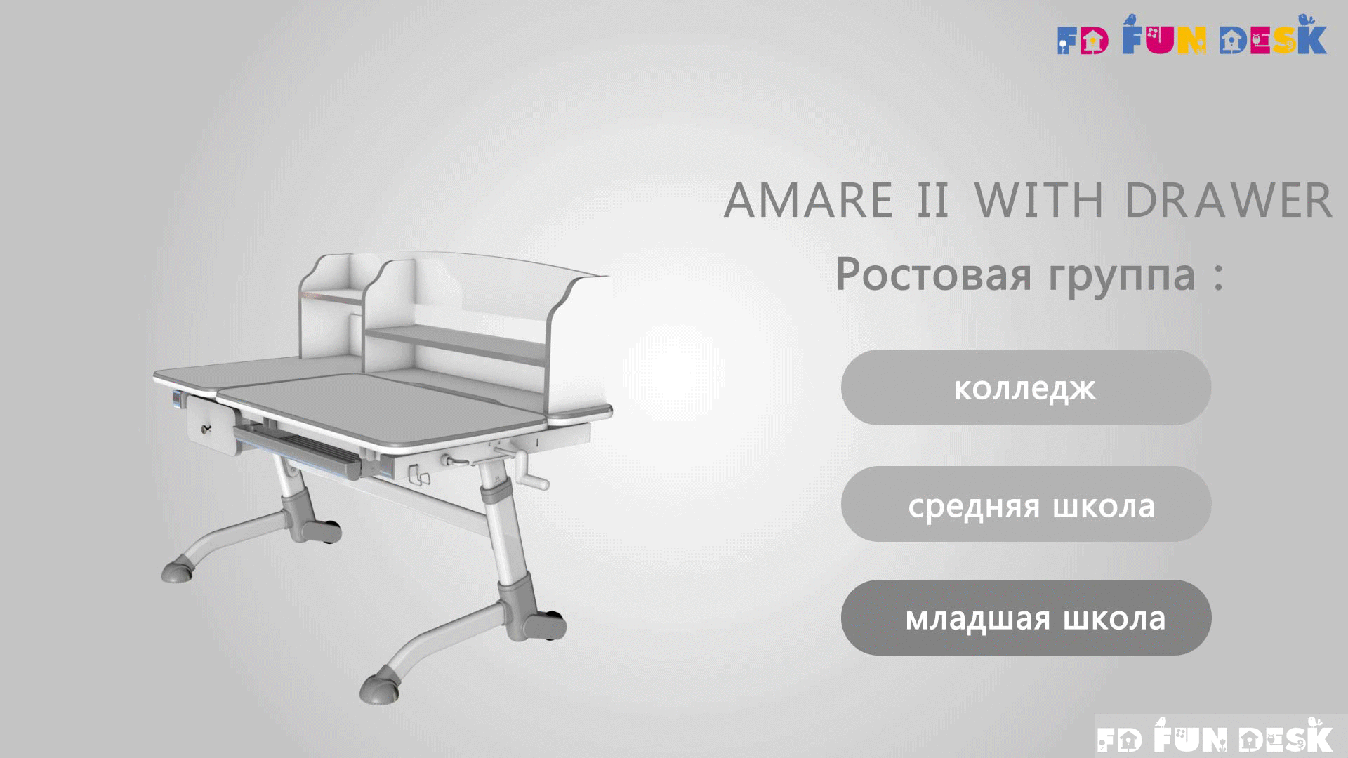 Дитяча парта FunDesk Amare II Grey з висувною скринькою
