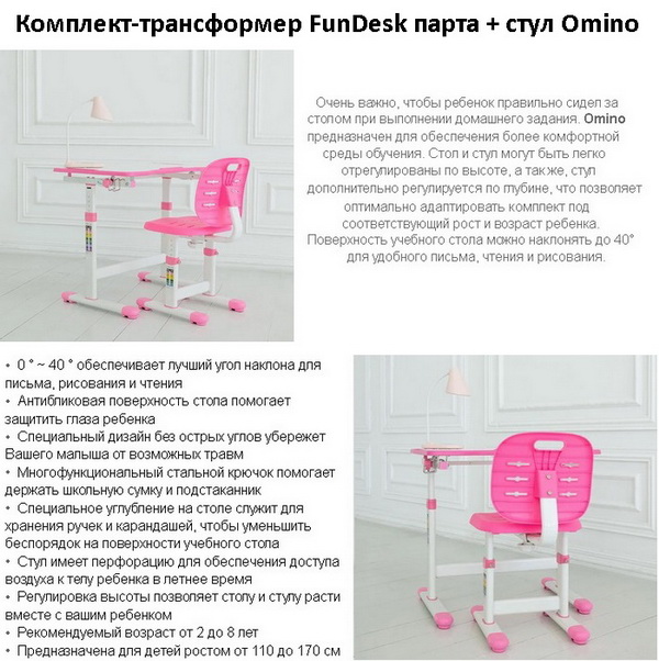 Комплект парта и стул FunDesk Omino Grey
